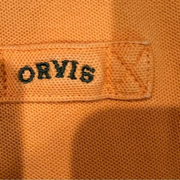 Orvis Men's Pink Orange Golf Shirt Size M Arm Gussets Short Sleeve 3 Button - Picture 6 of 12